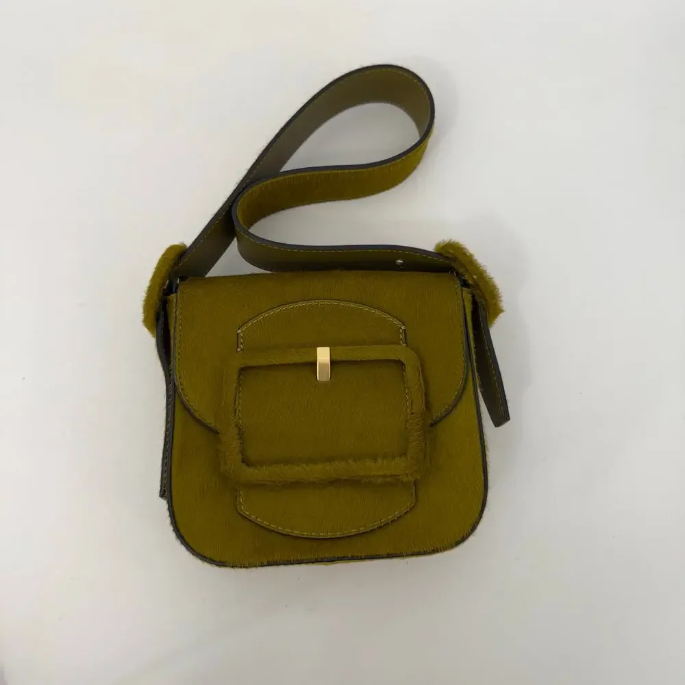Tory Burch Sawyer Calf Hair Mini Shoulder Bag in Olive Green